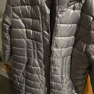 Guess Women's Metallic Silver Puffer Jacket